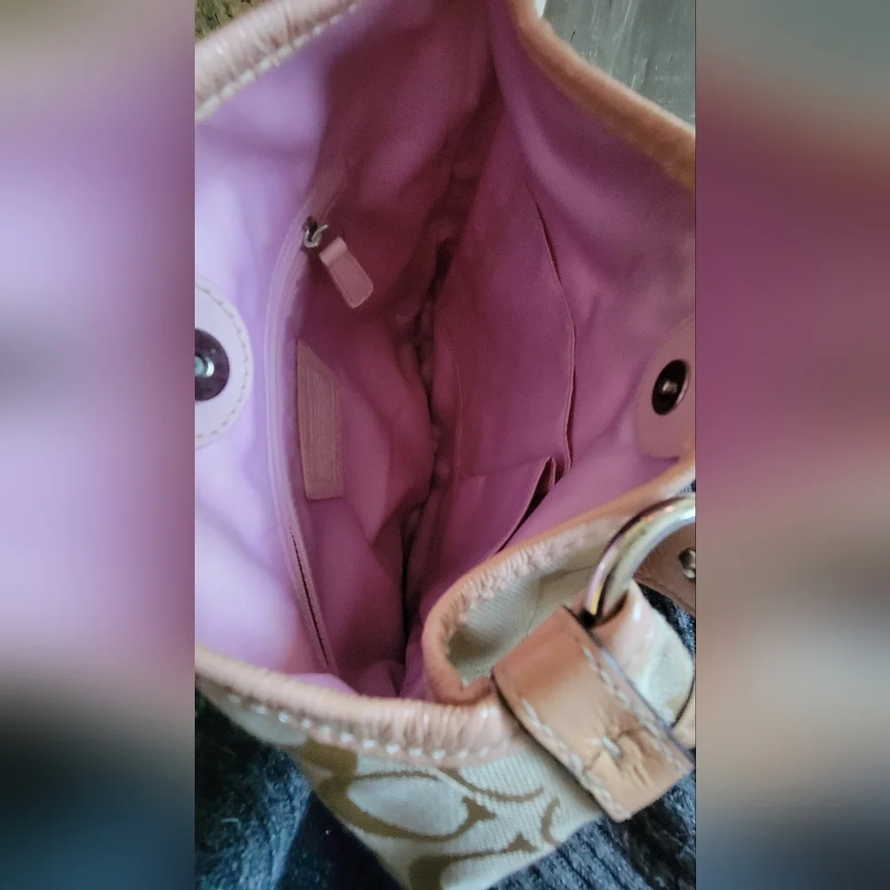 Coach Shoulder Bag Signature Sacoche Pink
